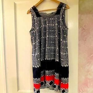 Glam Dollz medium mini dress in geometric print and black lace size M